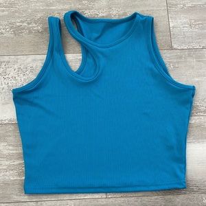 Women’s bright blue halter cropped tank top size M. Fits like a small!